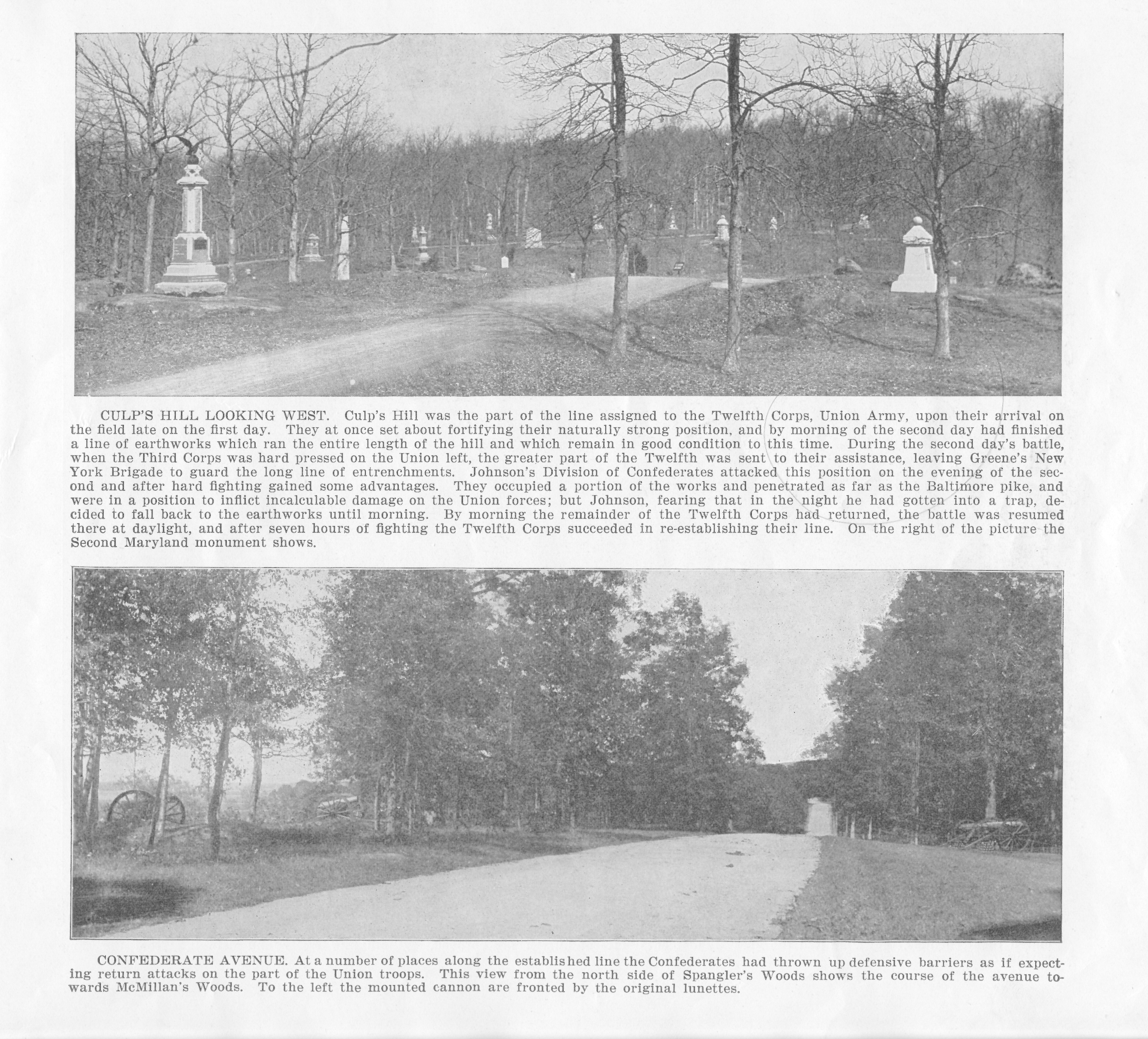 Culp's Hill Looking West; Confederate Avenue